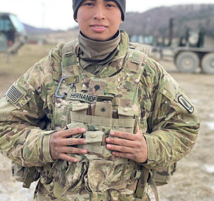 Hernandez on armys uniform