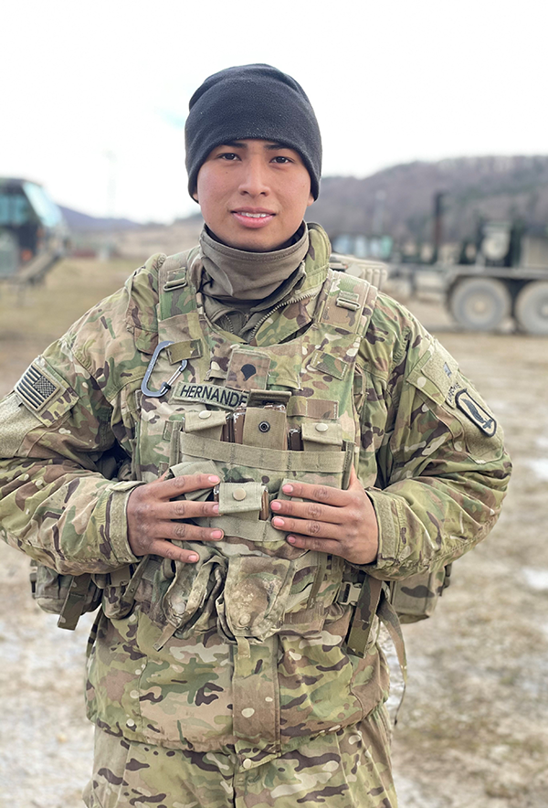 Hernandez on armys uniform