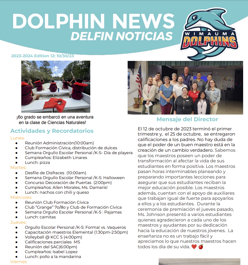 Dolphin News Week of October 30 2023 Spanish