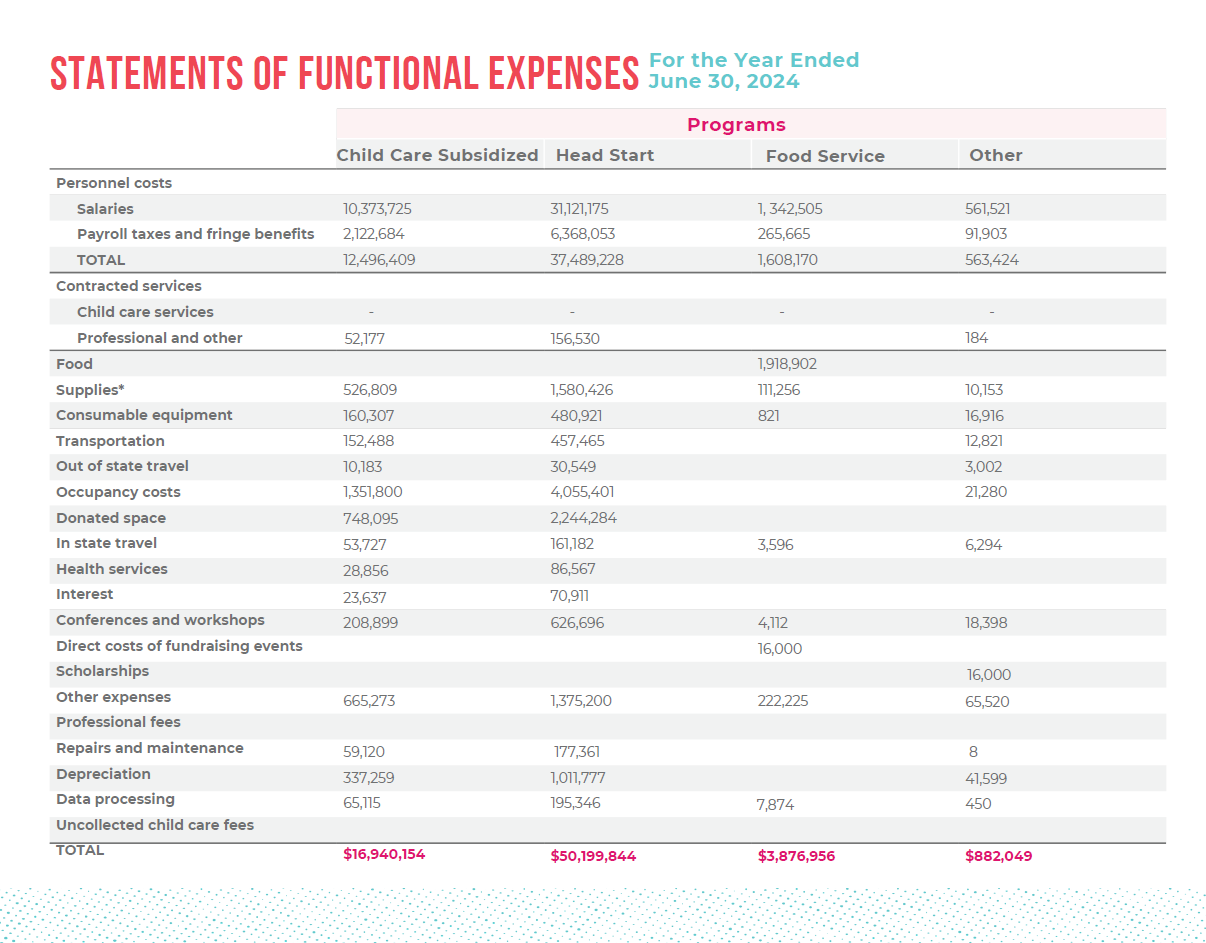 statements of functional expenses 2024 statements of functional expenses 2024